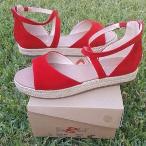 Red suede espadrilles